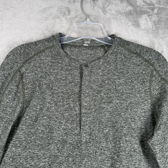 Lululemon Shirt Mens Medium Surge Green Gator Henley Rulu Workout Athleisure Gym - Picture 5 of 8